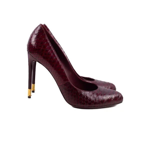 TOM FORD dark red python leather stiletto heel shoes - Picture 2 of 8